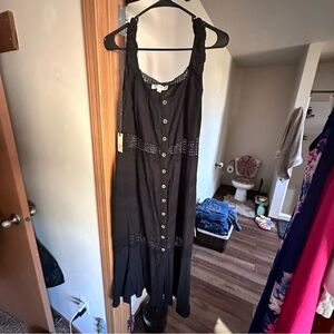 Idyllwind Black Button-Down Maxi Dress